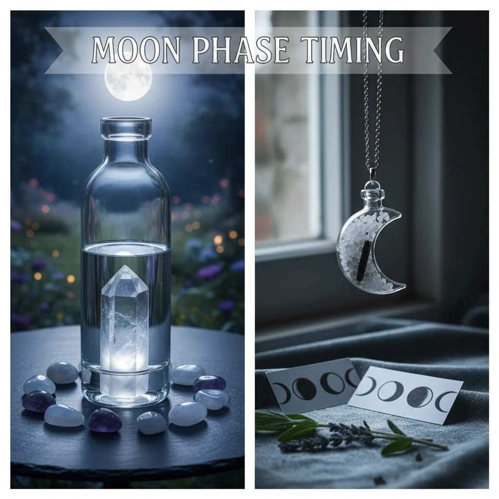 crystal water bottle vs vial pendant — Moon Phase Timing for Crystal Water Bottle Vs Vial Pendant